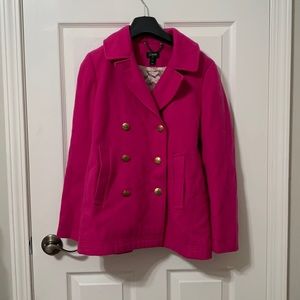 Magenta J. Crew Pea Coat - Barbie pink!